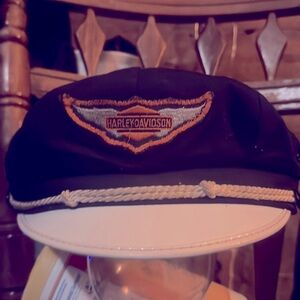 VINTAGE 1950S HARLEY DAVIDSON MOTORCYCLE BIKER CAPTAINS ELVIS HAT 7 EUC